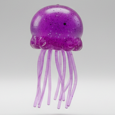 Purple Wannabe Jellysquish Jellyfish sensory water squish toy by Ralphie's Funhouse, soft, squishy, and colorful.