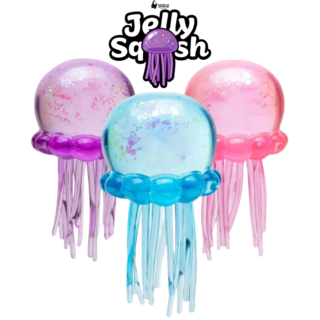 Ralphie's Funhouse Jellyfish Jelly Squish Squeeze Toy for adults, slow-rise sensory stress reliever and tactile toy.