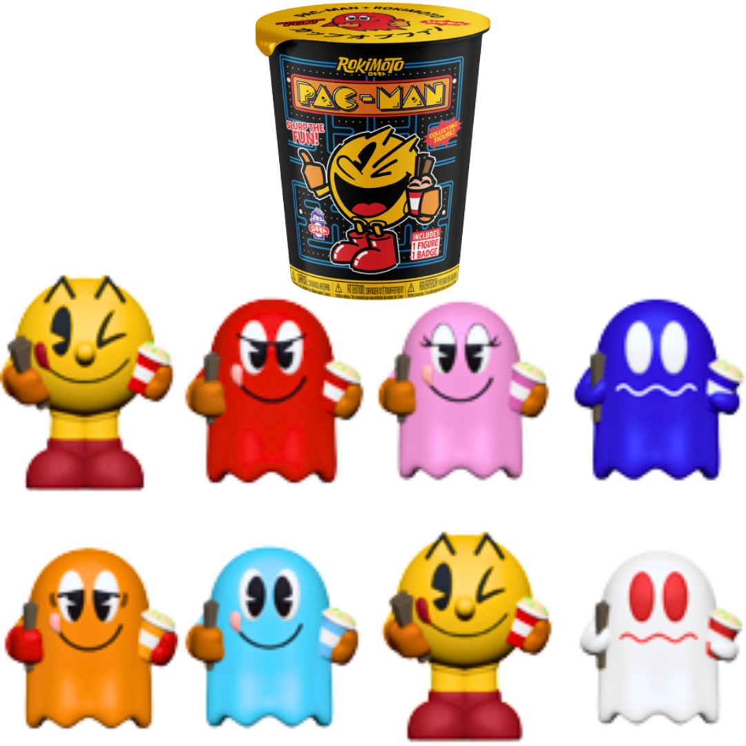 Blind-box toy from Ralphie's Funhouse featuring Funmaker Inc. ROKIMOTO x Pac-Man Series #1, sealed and arriving Fall 2026.