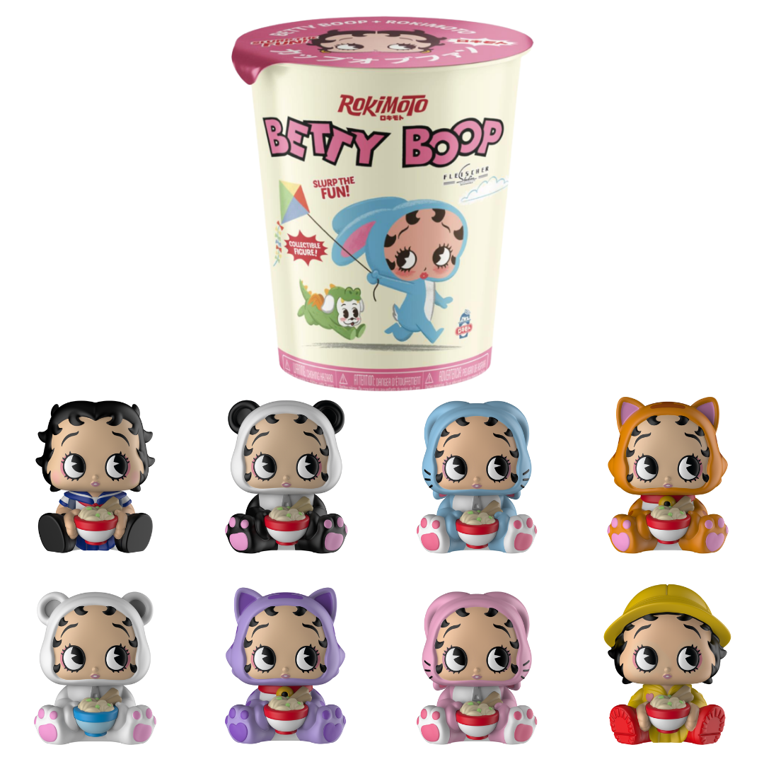 Sealed Funmaker Inc. ROKIMOTO x Betty Boop Series #1 collectible figure from Ralphie's Funhouse, arriving summer 2026.