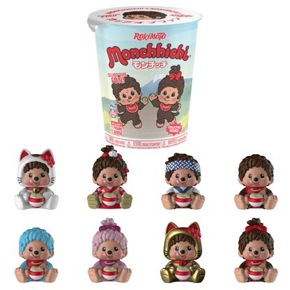 Sealed Funmaker Inc. ROKIMOTO x Monchhichi Series #1 collectible toy in a blind cup from Ralphie's Funhouse, arriving Summer 2026.