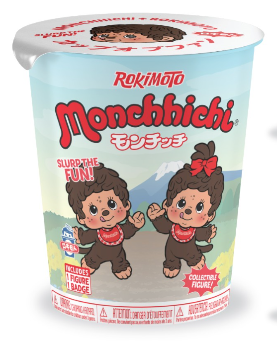 Sealed blind cup featuring Funmaker Inc. ROKIMOTO x Monchhichi Series #1 toy collectible from Ralphie's Funhouse, arriving summer 2026.