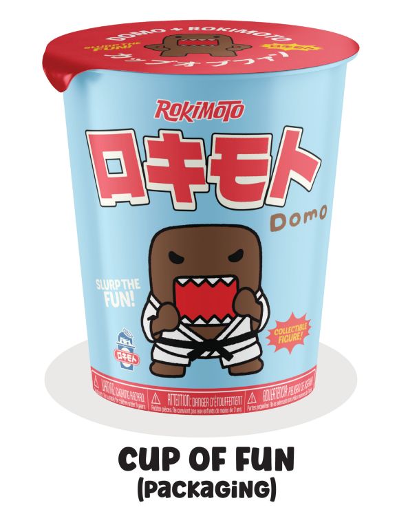 Ralphie's Funhouse Funmaker Inc. ROKIMOTO x DOMO Series One blind cup sealed in packaging, collectible toy with Domo character design