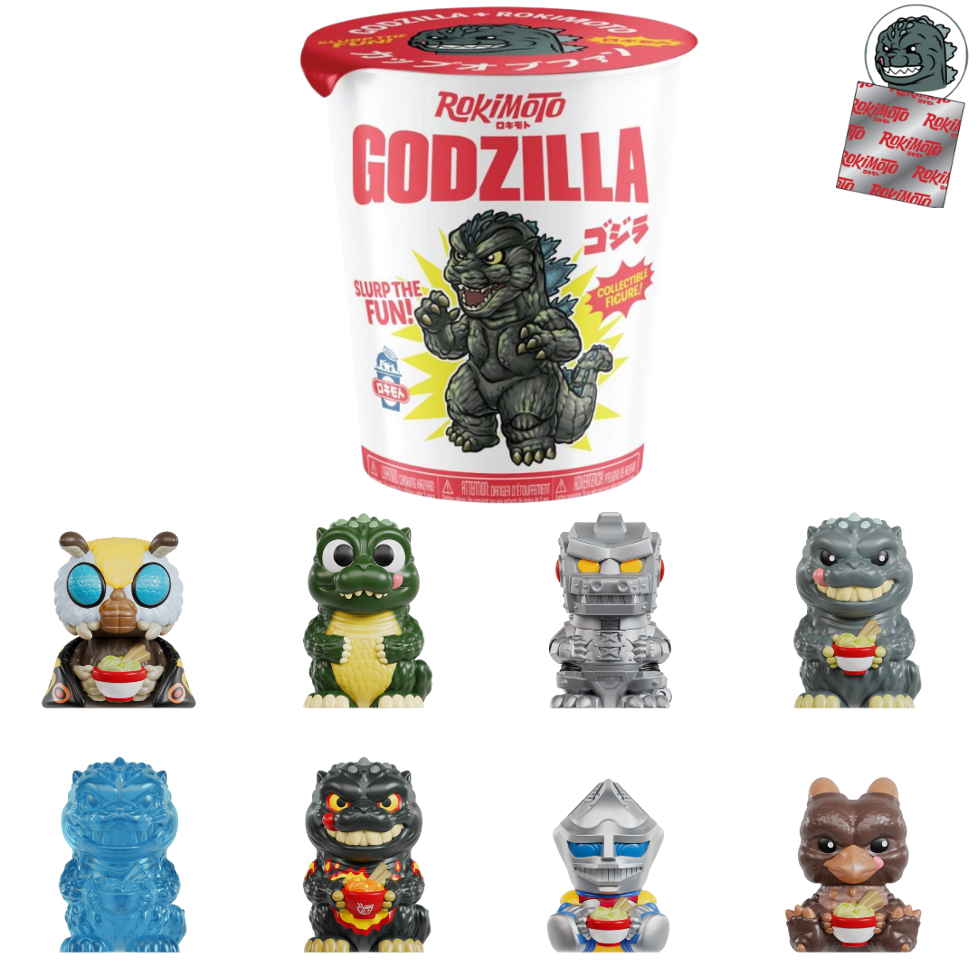 Sealed Funmaker Inc. ROKIMOTO x Godzilla blind cup featuring colorful Godzilla design, perfect for collectors and fans.