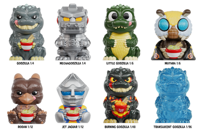 Sealed Funmaker Inc. ROKIMOTO x Godzilla blind cup featuring Godzilla design, in stock and ready for display.