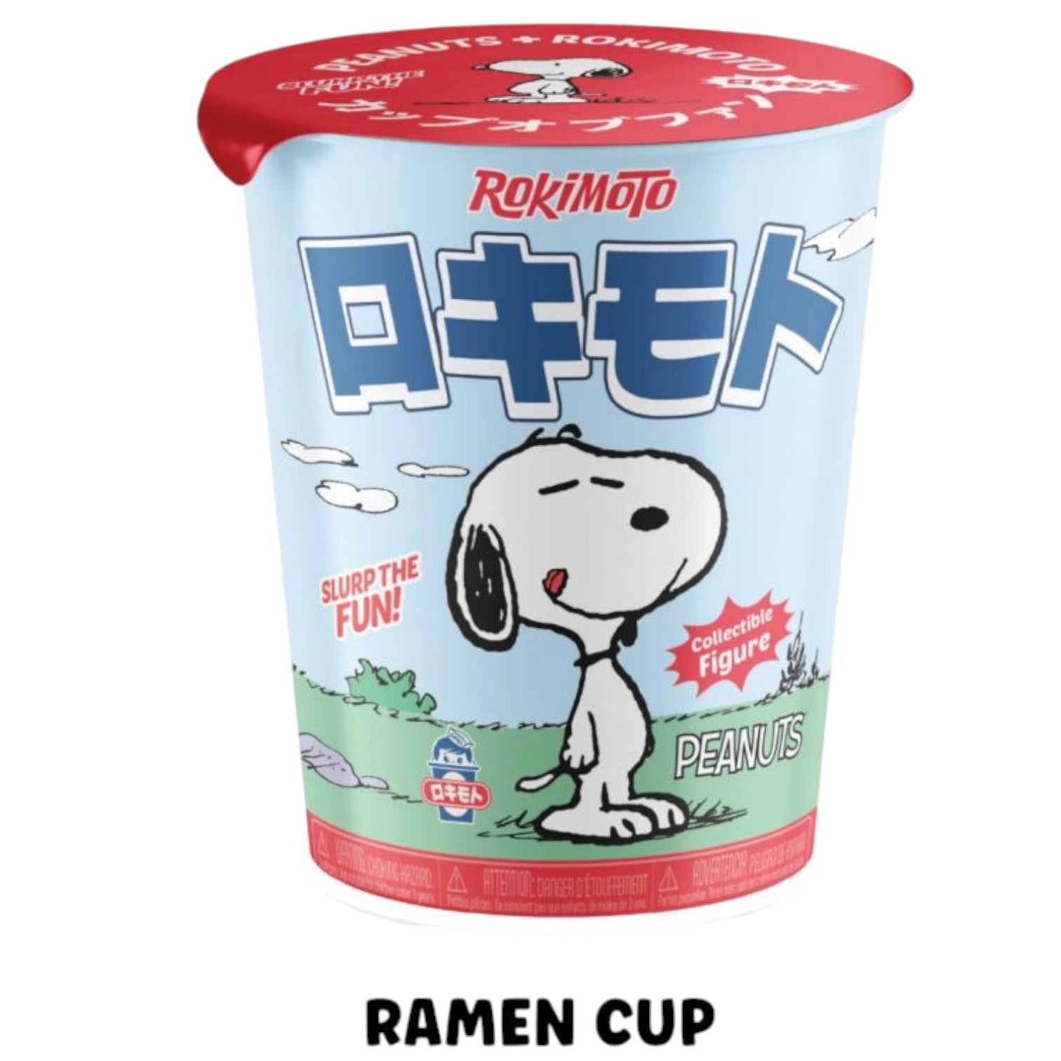 Sealed Ralphie's Funhouse ROKIMOTO x Peanuts blind cup featuring cartoon character design, in-stock collectible toy.