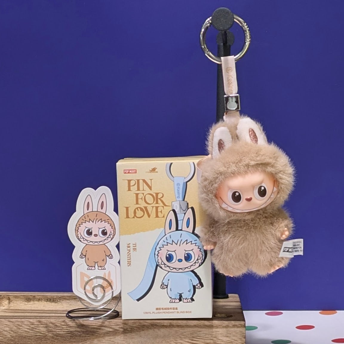 Sealed blind box featuring Ralphie's Funhouse Labubu Pin for Love with customizable letter options from Popmart.