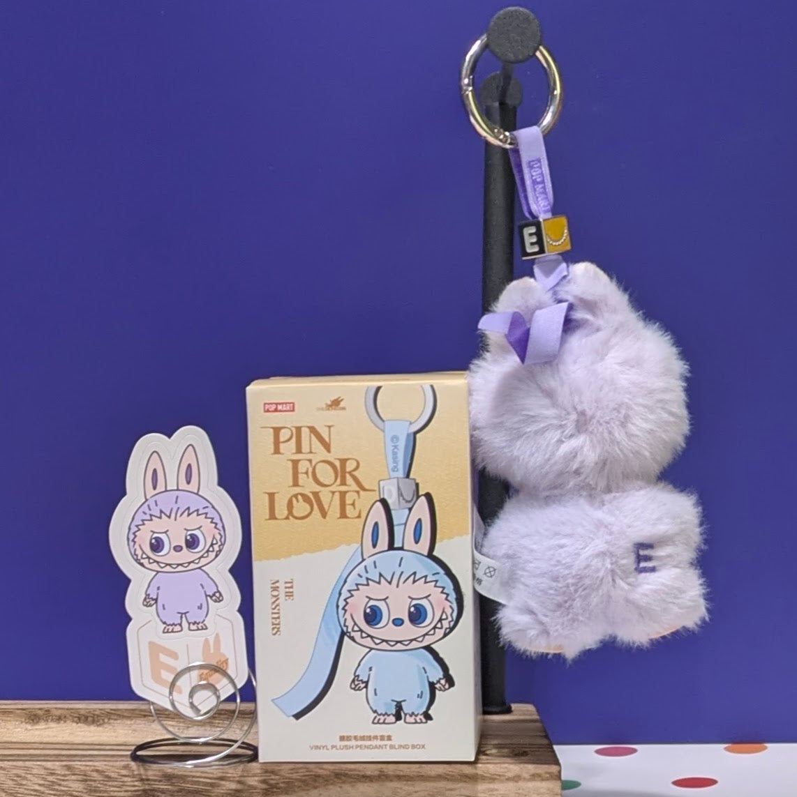 Sealed blind box featuring Ralphie's Funhouse Labubu pin for love with customizable letter options, designed for pin collectors.