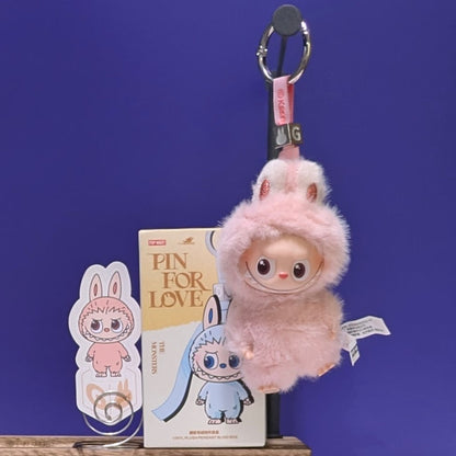 Sealed blind box featuring Ralphie's Funhouse Labubu pin for love, with letter options from Popmart in stock.