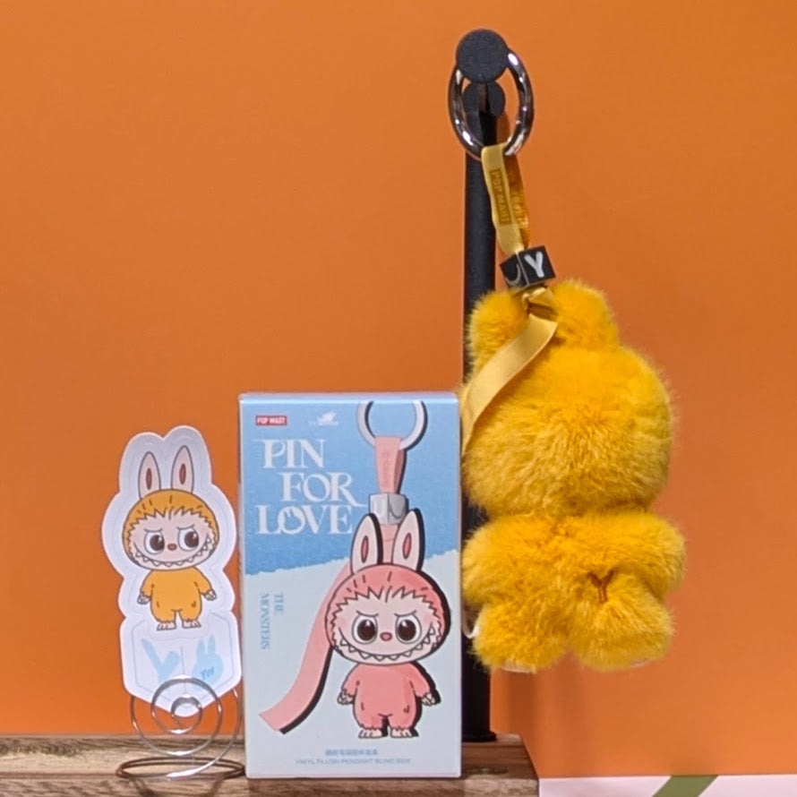 Ralphie's Funhouse Labubu pin for love, sealed blind box from Popmart, featuring colorful character design and in-stock status.