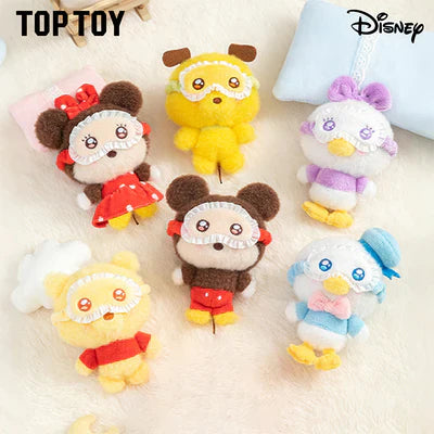 Sealed blind box featuring Disney Squinting Sleepwear plush keychains from MINISO, ideal as a gift or collectible.