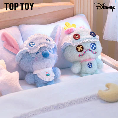 Disney Squinting Sleepwear Series plush keychain from MINISO in sealed blind box, by Ralphie's Funhouse, collectible soft toy accessory.