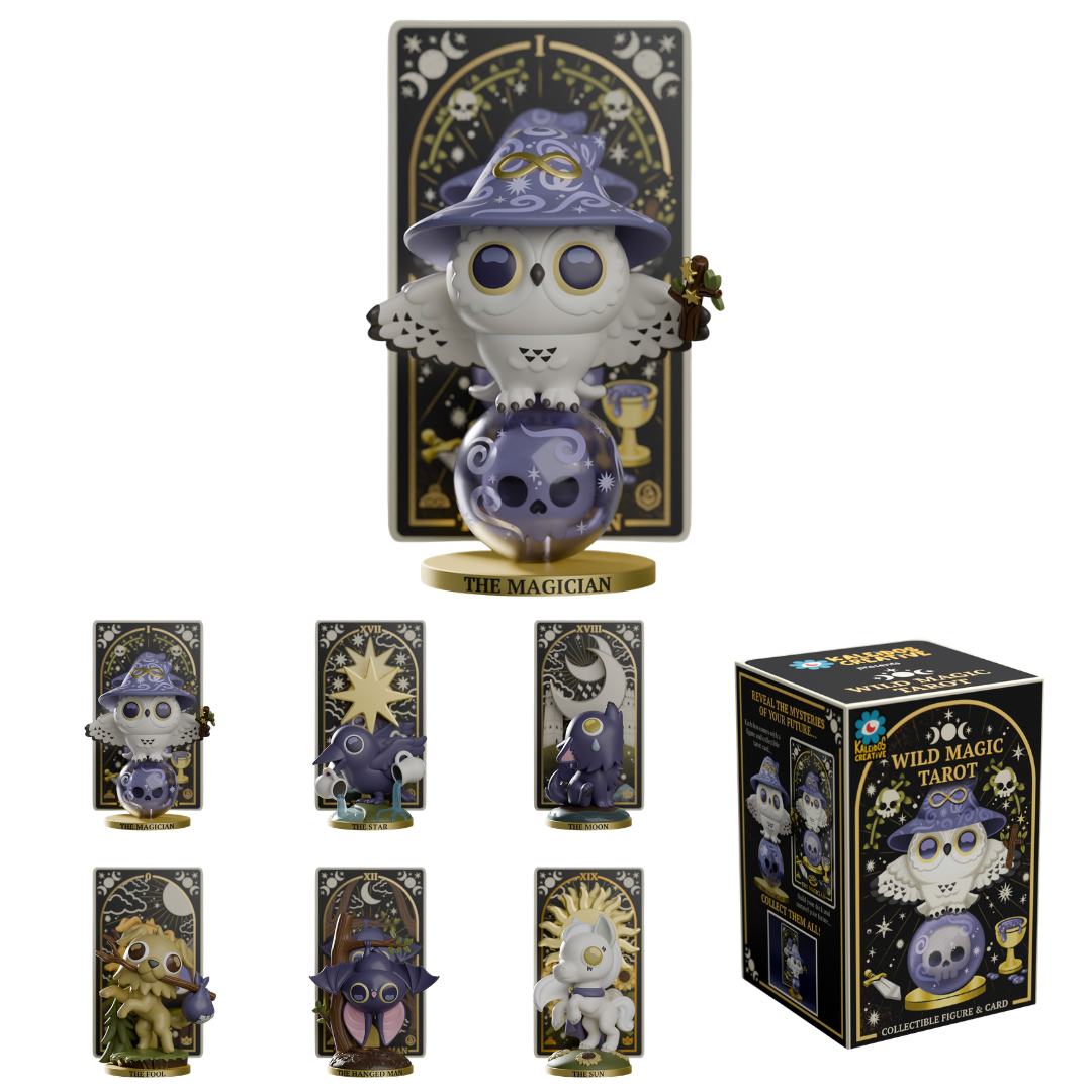 Sealed Kaleidos Creative Wild Magic Tarot Blind Box by Ralphie's Funhouse, featuring colorful artwork and tarot card designs inside.