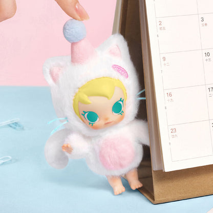Sealed PopMart Baby Molly Pocket Friends vinyl plush pendant blind box in stock, featuring colorful character design.
