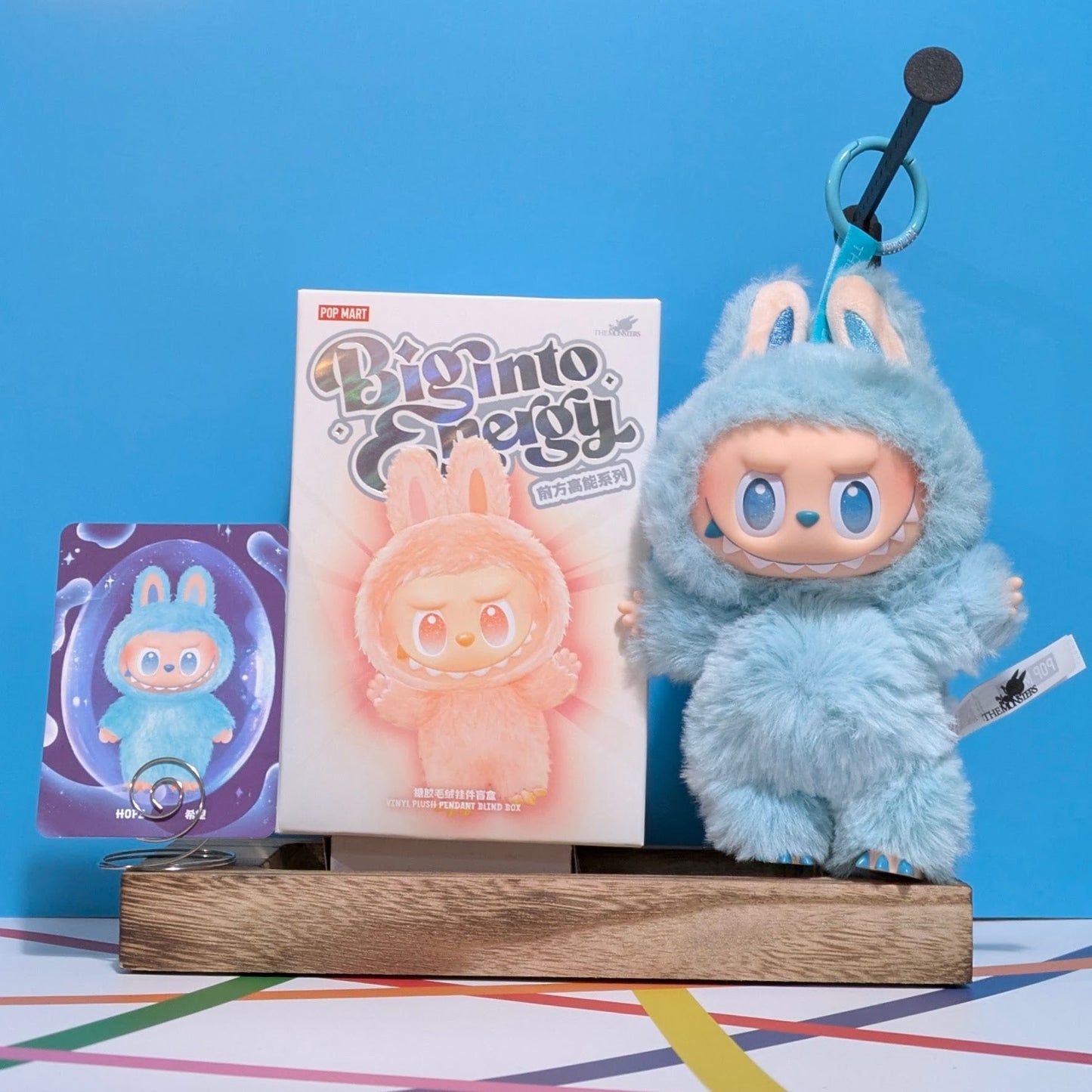 In stock POPMART Big into Energy Series vinyl plush pendant blind box featuring Labubu, sealed and ready for collection.
