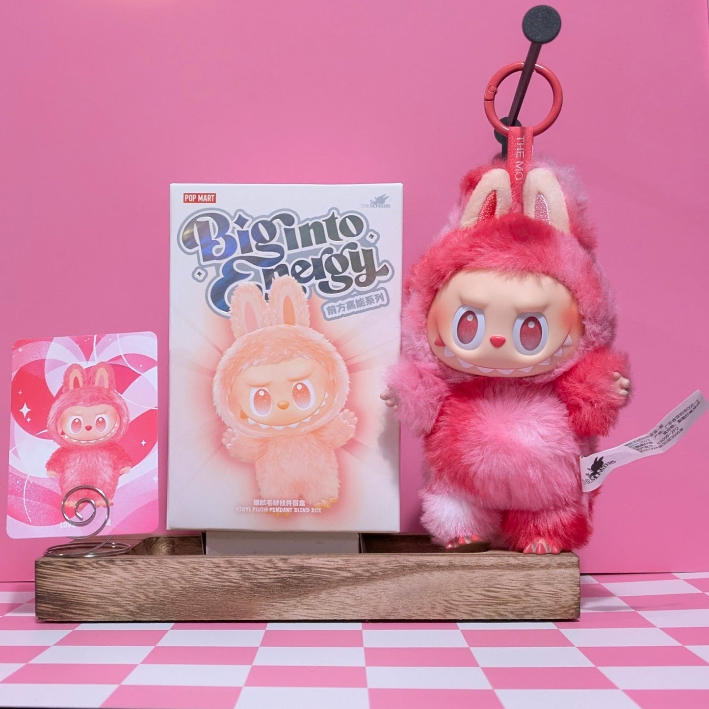 Sealed PopMart Big into Energy vinyl plush pendant blind box featuring Labubu character from Ralphie's Funhouse.