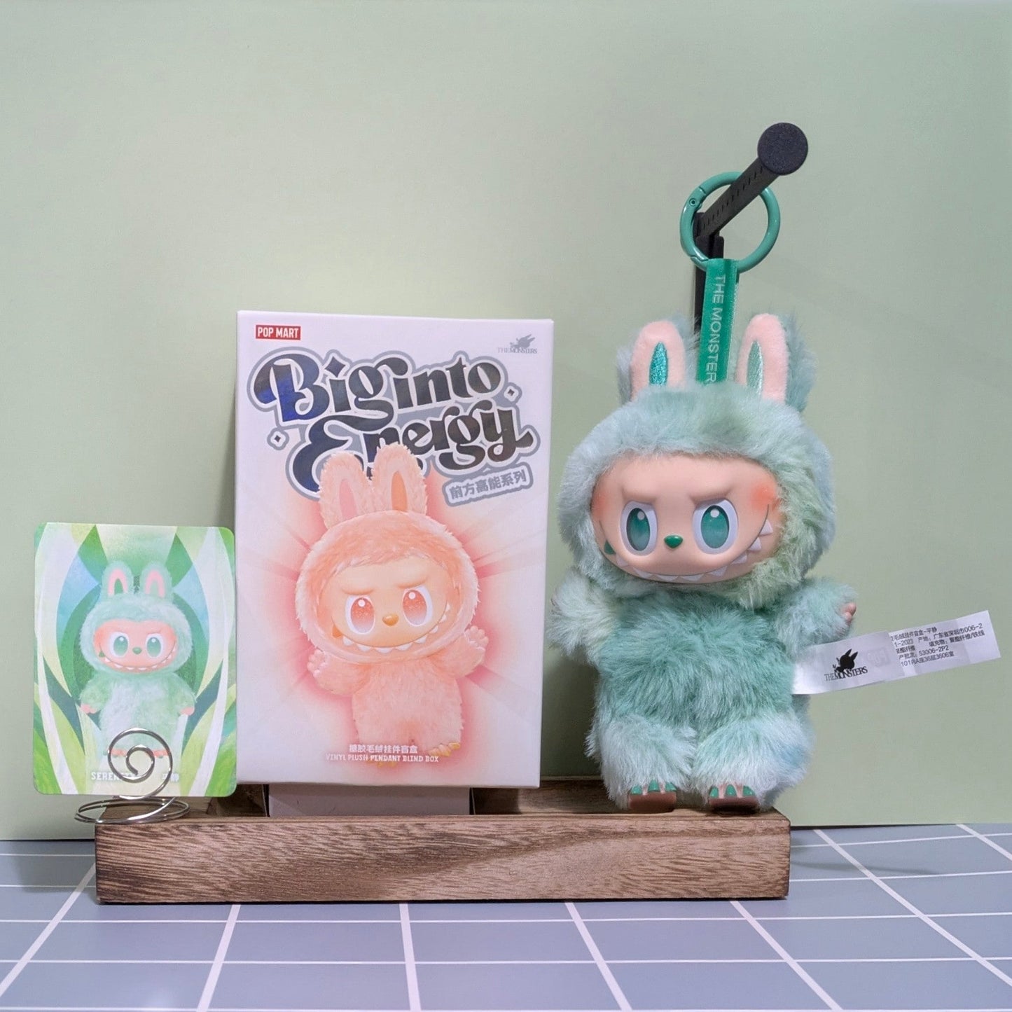 Sealed POPMART Big into Energy Series vinyl plush pendant blind box featuring Labubu character, in stock and ready for collection.