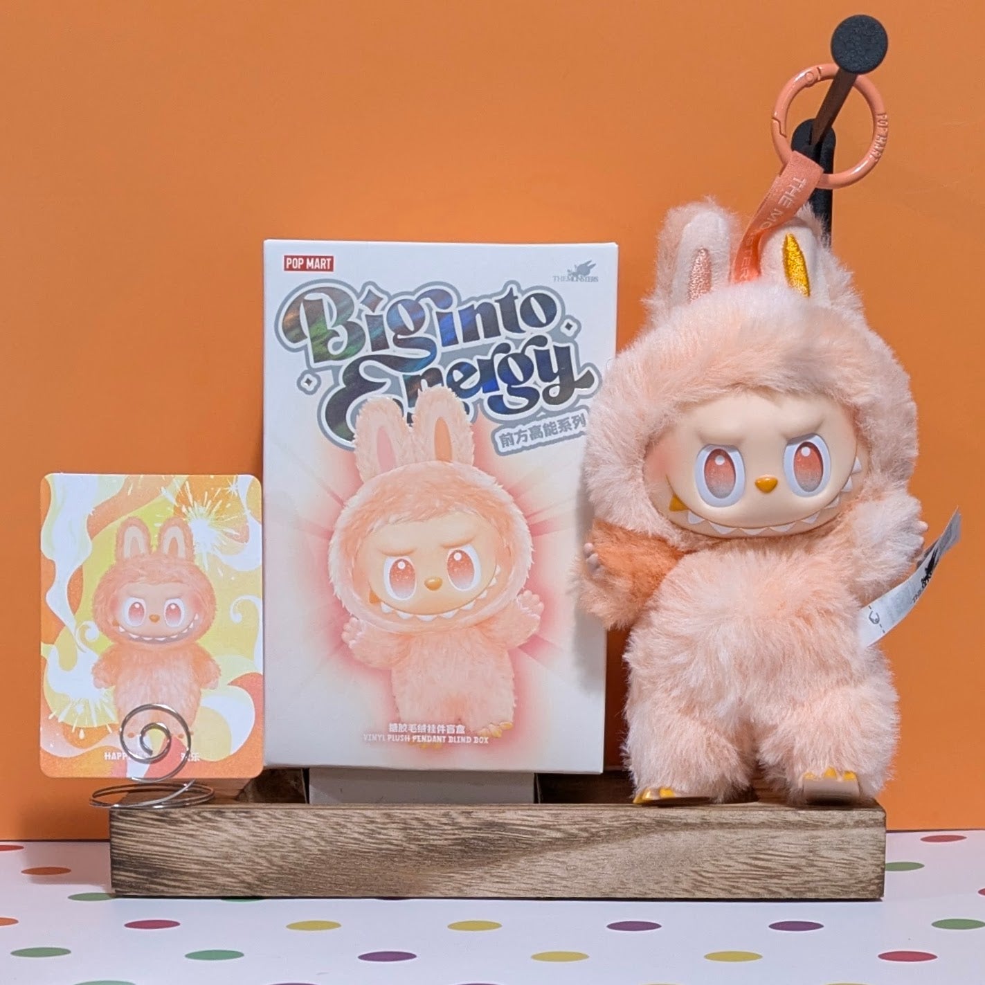 Sealed POPMART Big Into Energy vinyl plush pendant blind box featuring Labubu character in a collectible toy package.