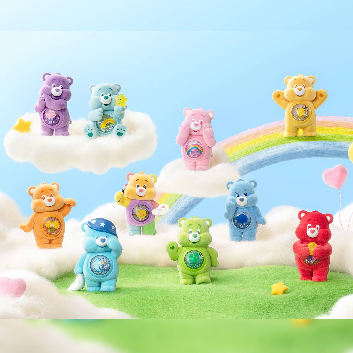 Sealed Ralphie's Funhouse POPMART Care Bears Colorful Hugs Series blind box figure in vibrant packaging.