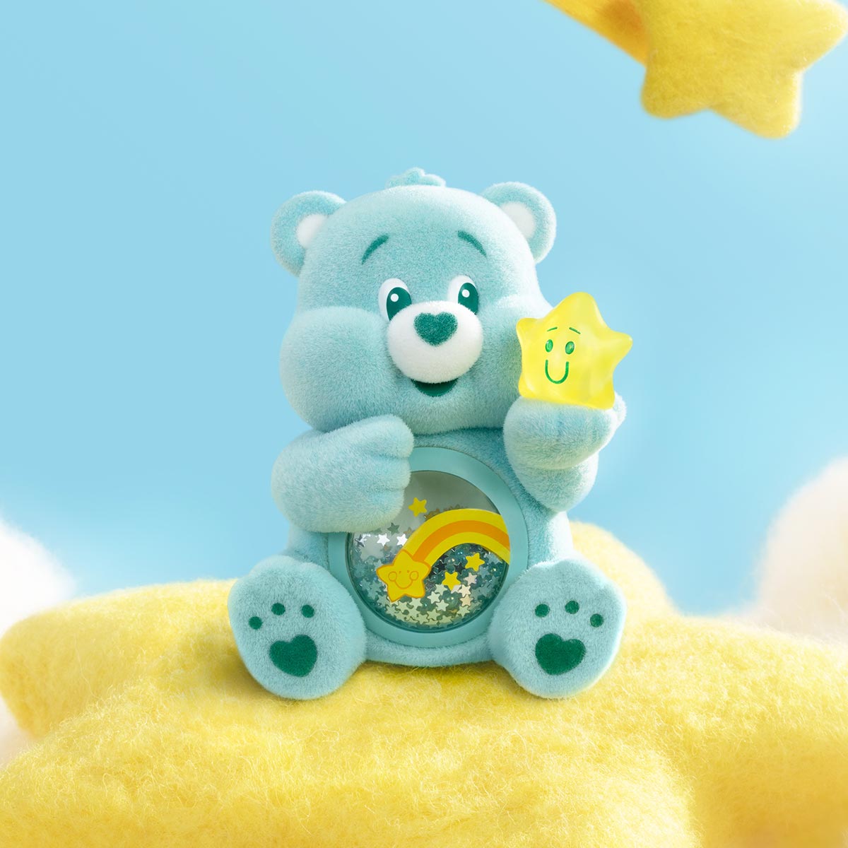 Sealed Ralphie's Funhouse POPMART Care Bears Colorful Hugs Series figure blind box in stock, featuring vibrant Care Bears characters.