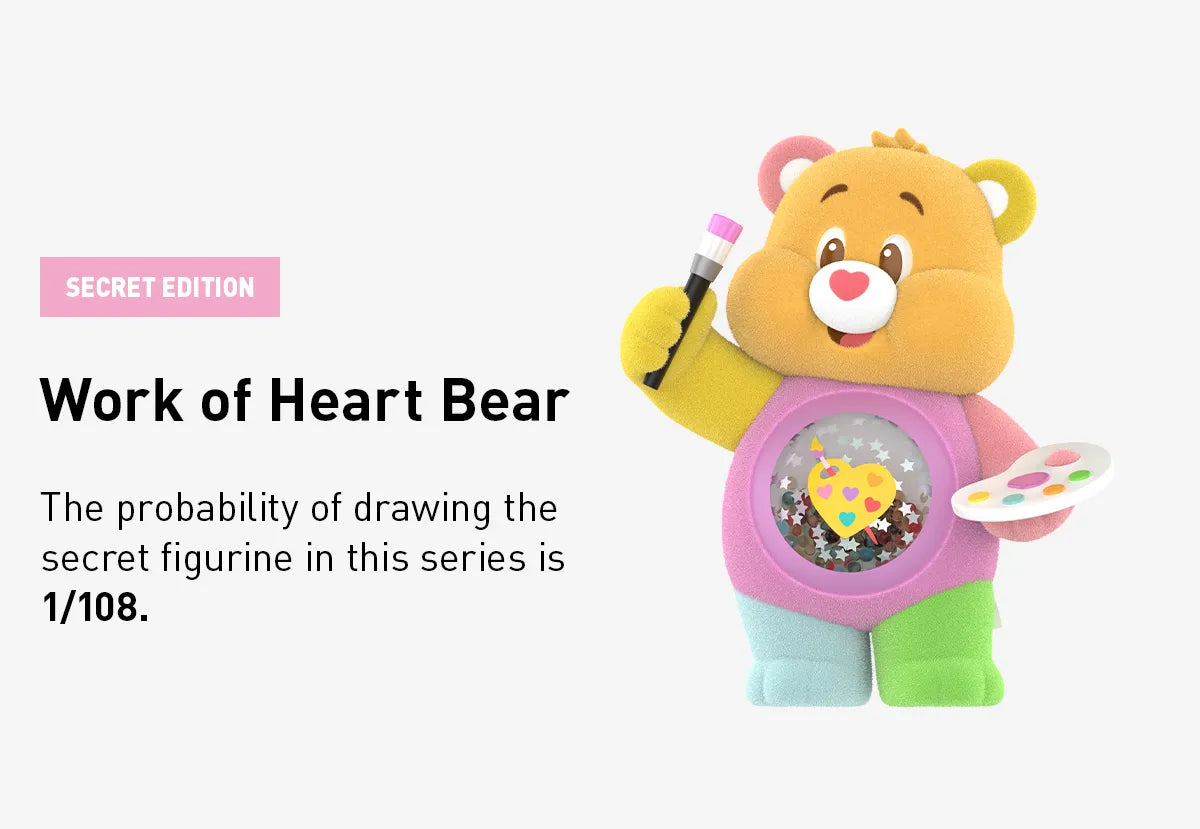 Sealed blind box of POPMART Care Bears Colorful Hugs Series figures by Ralphie's Funhouse, featuring colorful Care Bears characters.