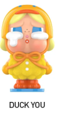 Blind box image of Crybaby series figures from Popmart by Ralphie's Funhouse, featuring colorful, crying cartoon characters.
