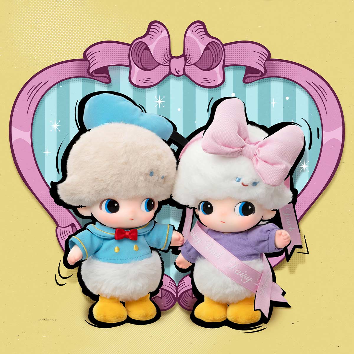 Vinyl plush keychain from POPMART DIMOO WORLD × DISNEY series, in sealed blind box, featuring Disney character design.