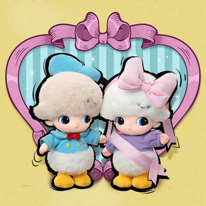 Vinyl plush keychain from POPMART DIMOO WORLD × DISNEY series, in sealed blind box, featuring Disney character design.