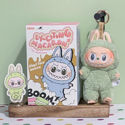 Sealed Popmart Exciting Macaron Vinyl Face Blind Box featuring Labubu character from Ralphie's Funhouse, unopened collectible box