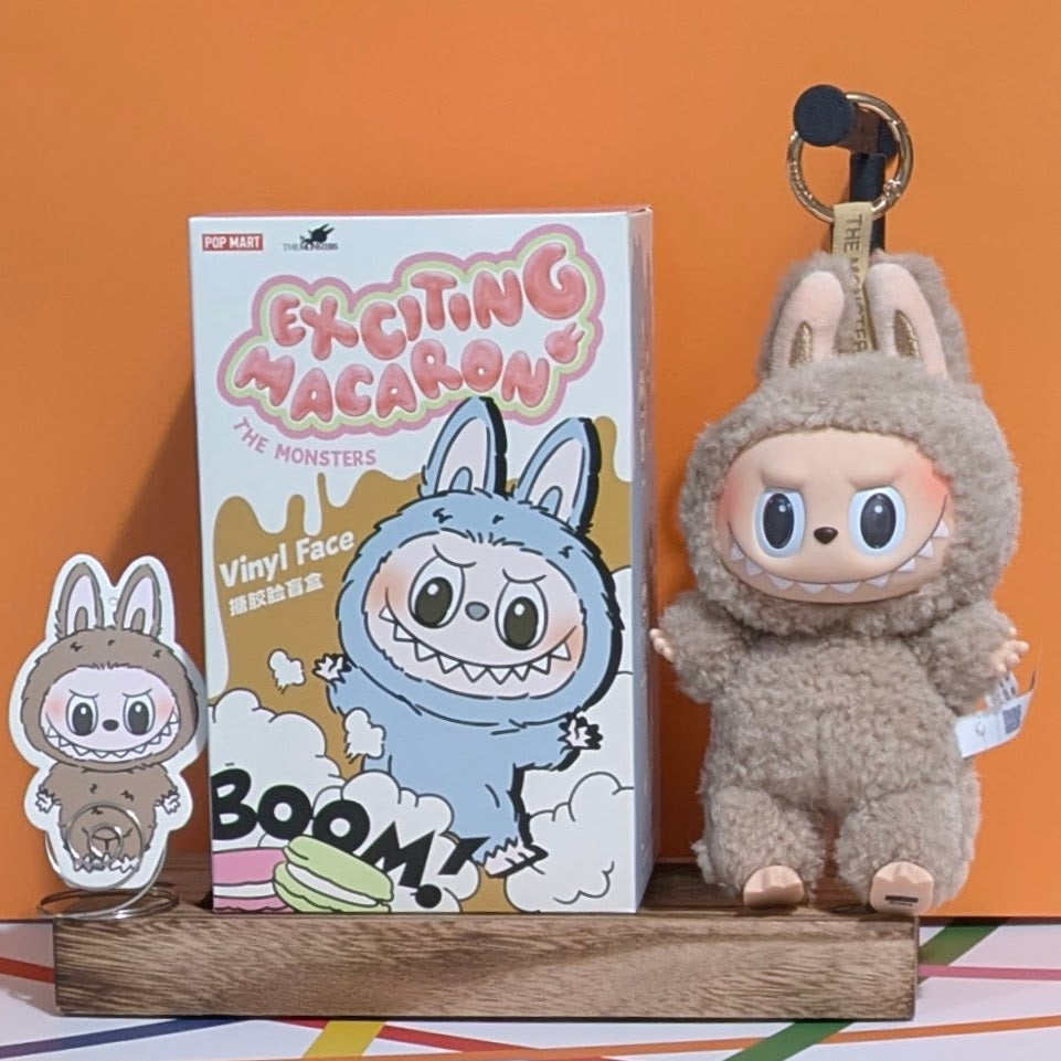 Sealed POPMART Exciting Macaron Vinyl Face Labubu blind box in stock, featuring colorful Labubu character collectible from Ralphie's Funhouse