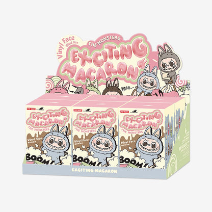 Sealed Popmart Exciting Macaron Vinyl Face Blind Box featuring Labubu character, collectible toy from Ralphie's Funhouse.