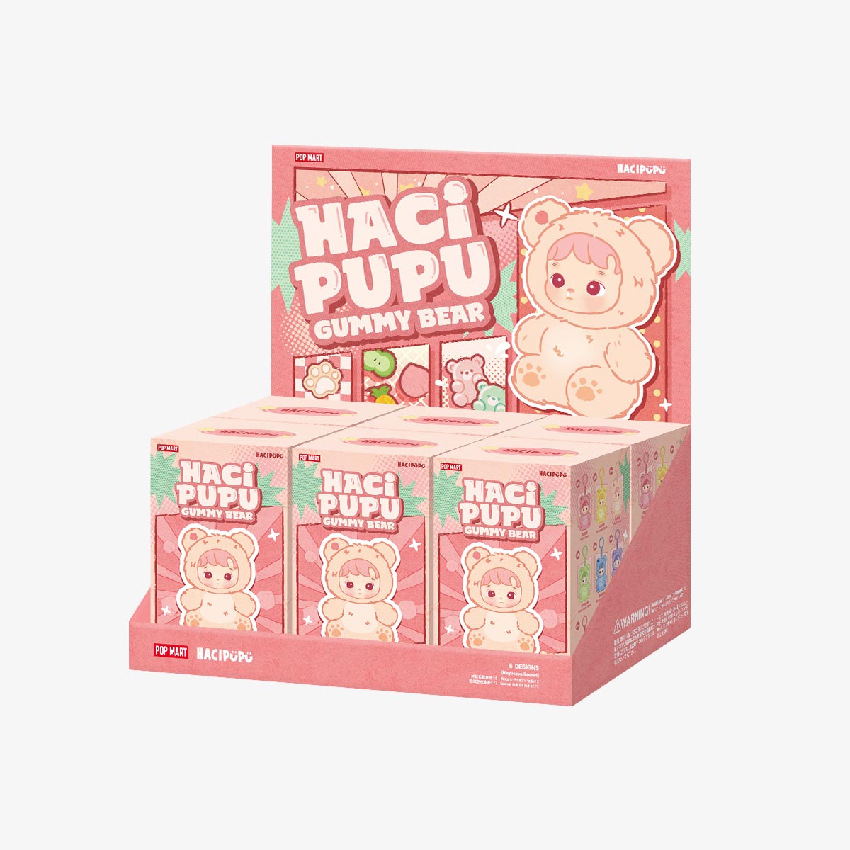 Sealed POPMART HACIPUPU Gummy Bear vinyl plush pendant blind box from Ralphie's Funhouse, featuring colorful bear design in packaging
