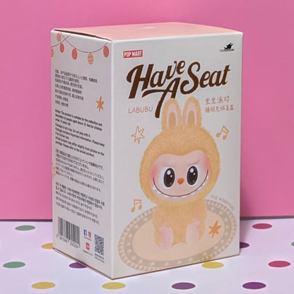 Sealed Popmart Have a Seat vinyl plush blind box featuring Labubu character, collectible plush from Ralphie's Funhouse.
