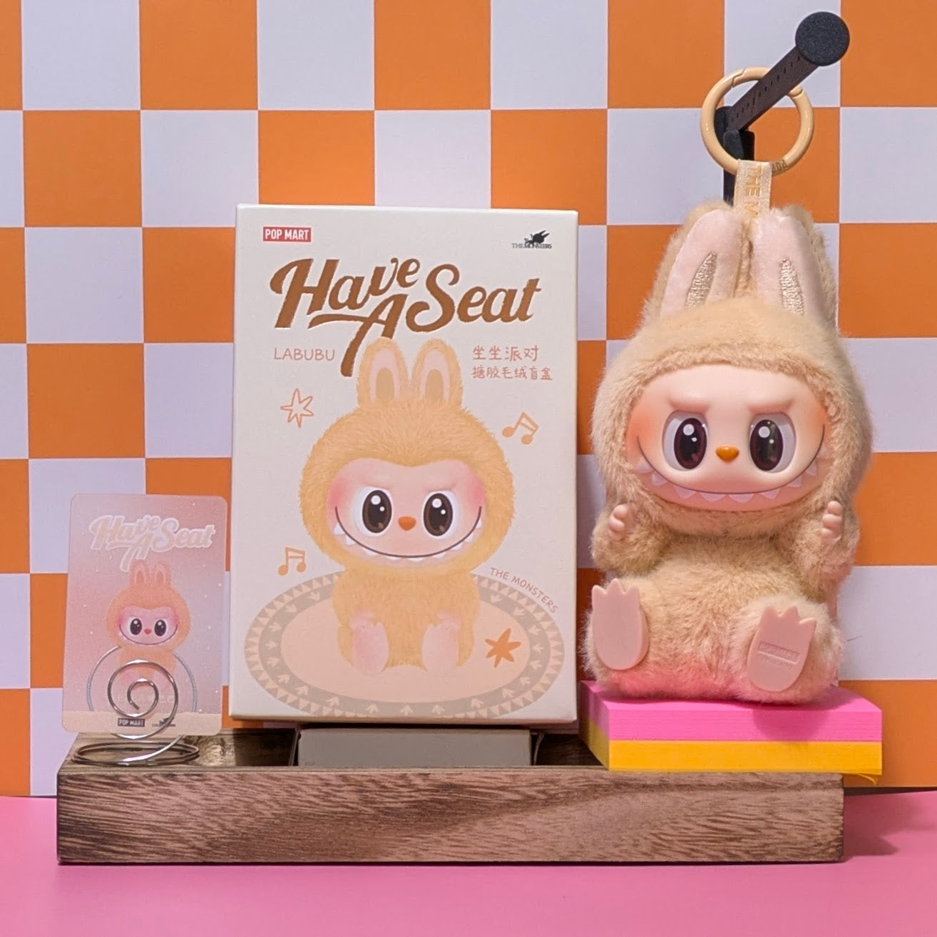 Sealed Popmart Have a Seat Labubu vinyl plush blind box by Ralphie's Funhouse, featuring colorful Labubu character design.
