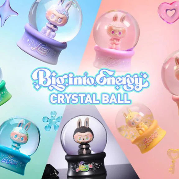 Sealed POPMART Labubu Big into Energy Series crystal ball figure from Ralphie's Funhouse, in unopened blind box packaging.