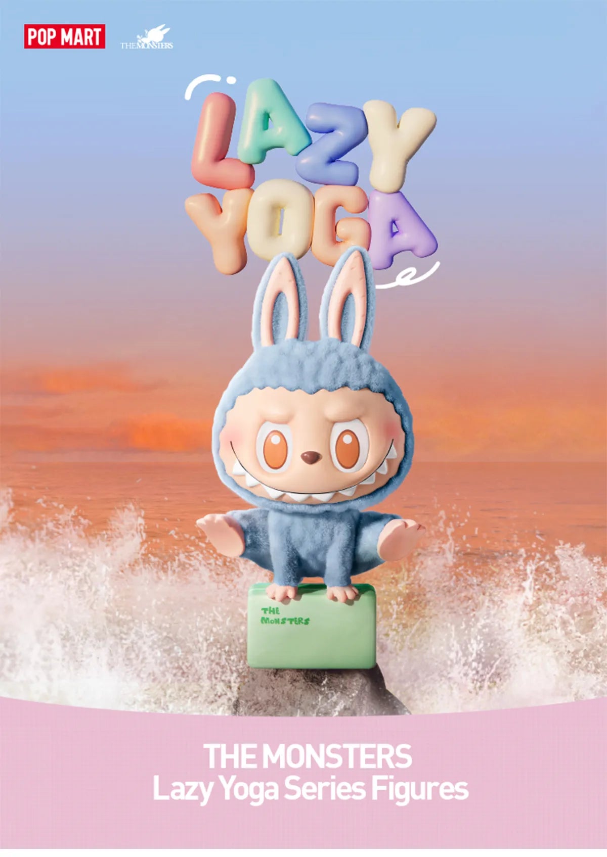 Sealed POPMART Labubu Lazy Yoga Series blind box figure from Ralphie's Funhouse featuring a colorful, collectible toy inside.
