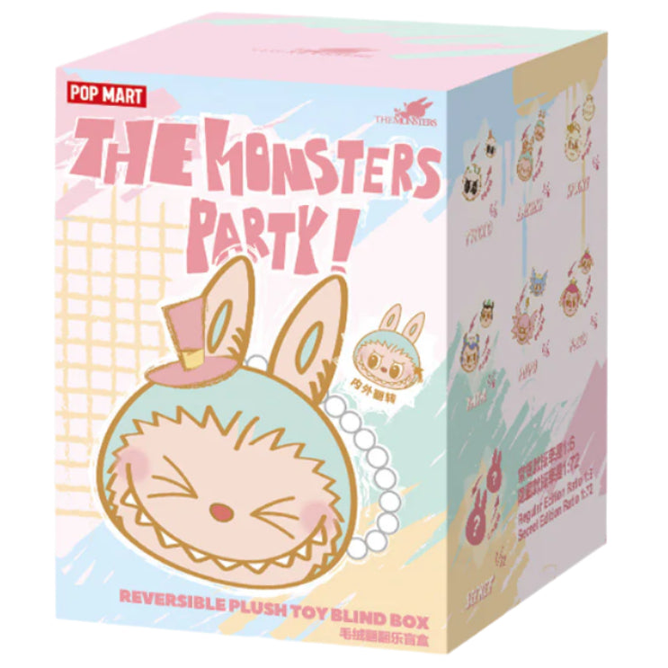 Sealed Ralphie's Funhouse POPMART Party Series reversible plush toy in a blind box, featuring colorful, soft plush material.
