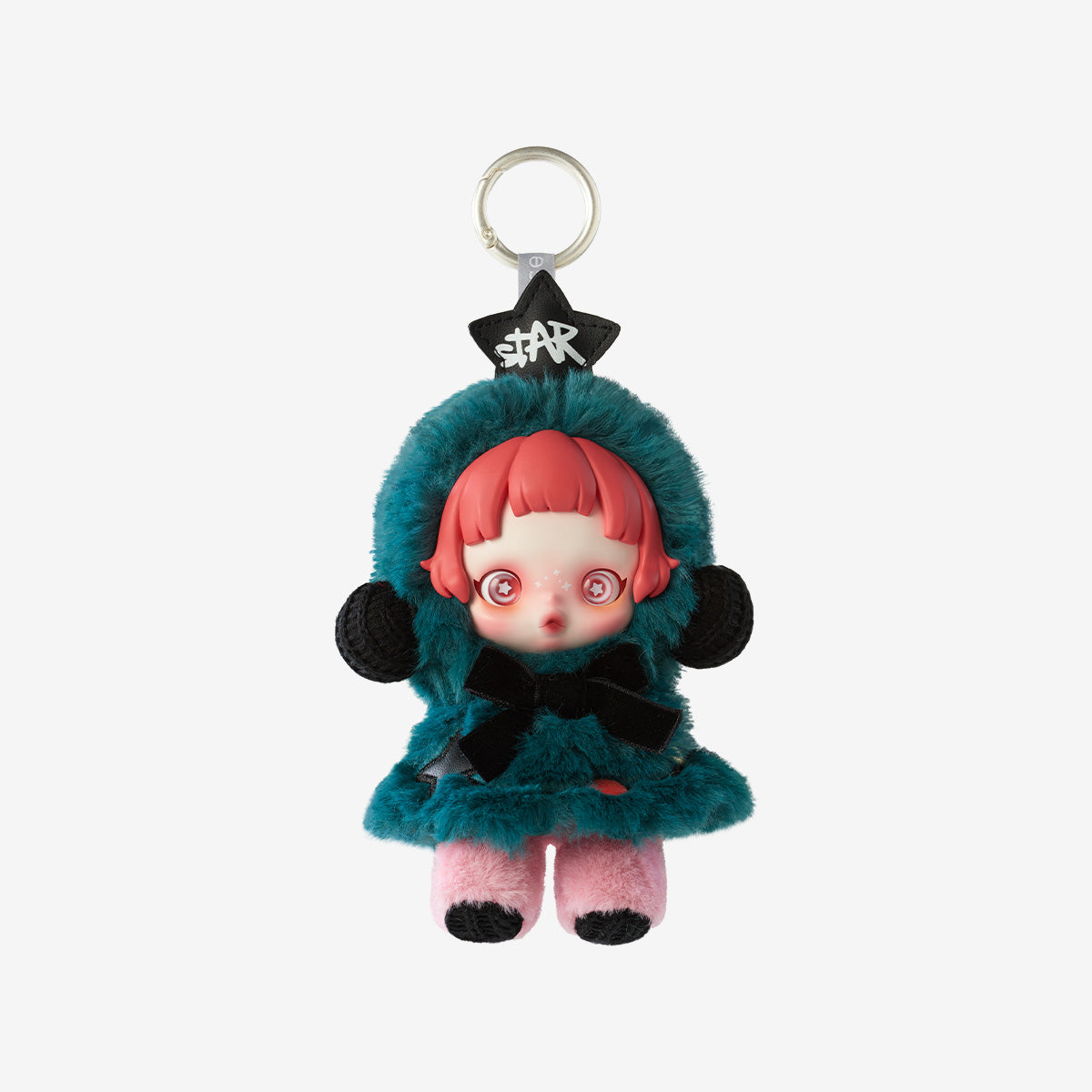 Sealed POPMART Skullpanda Winter Symphony Series plush keychain blind box by Ralphie's Funhouse, in original packaging.