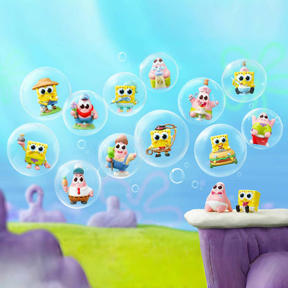 Sealed blind box featuring POPMART SpongeBob Best Friends Series figures from Ralphie's Funhouse, showcasing colorful character packaging.