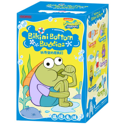 Sealed blind box featuring Ralphie's Funhouse POPMART SpongeBob Bikini Bottom Buddies whimsical plush series collectible toy.