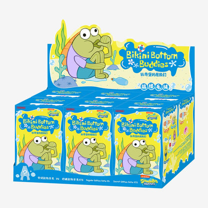 Sealed blind box featuring Ralphie's Funhouse Popmart SpongeBob Bikini Bottom Buddies whimsical plush series collectible toy.