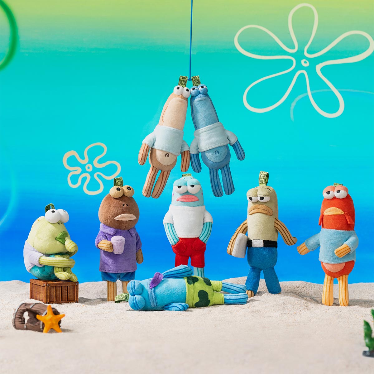 Sealed blind box featuring Ralphie's Funhouse POPMART SpongeBob Bikini Bottom Buddies whimsical plush series collectible toy.