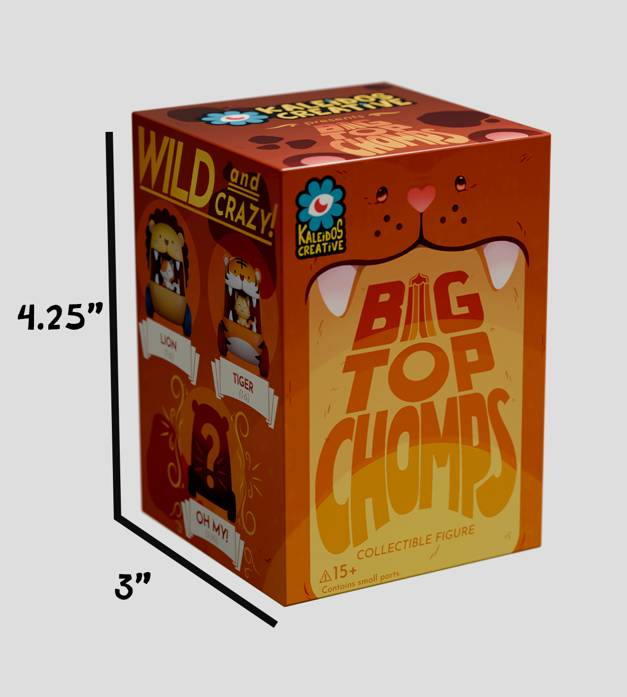 Sealed Kaleidos Creative Big Top Chomps blind box by Ralphie's Funhouse showing colorful packaging and toy illustrations.
