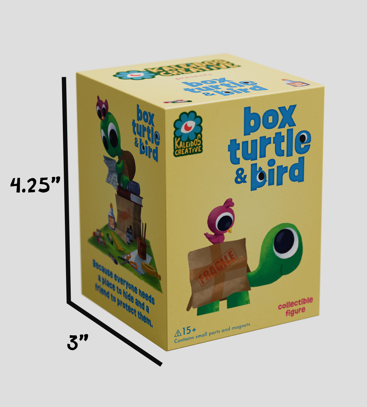 Sealed Kaleidos Creative blind box featuring a box turtle and bird figurines from Ralphie's Funhouse.