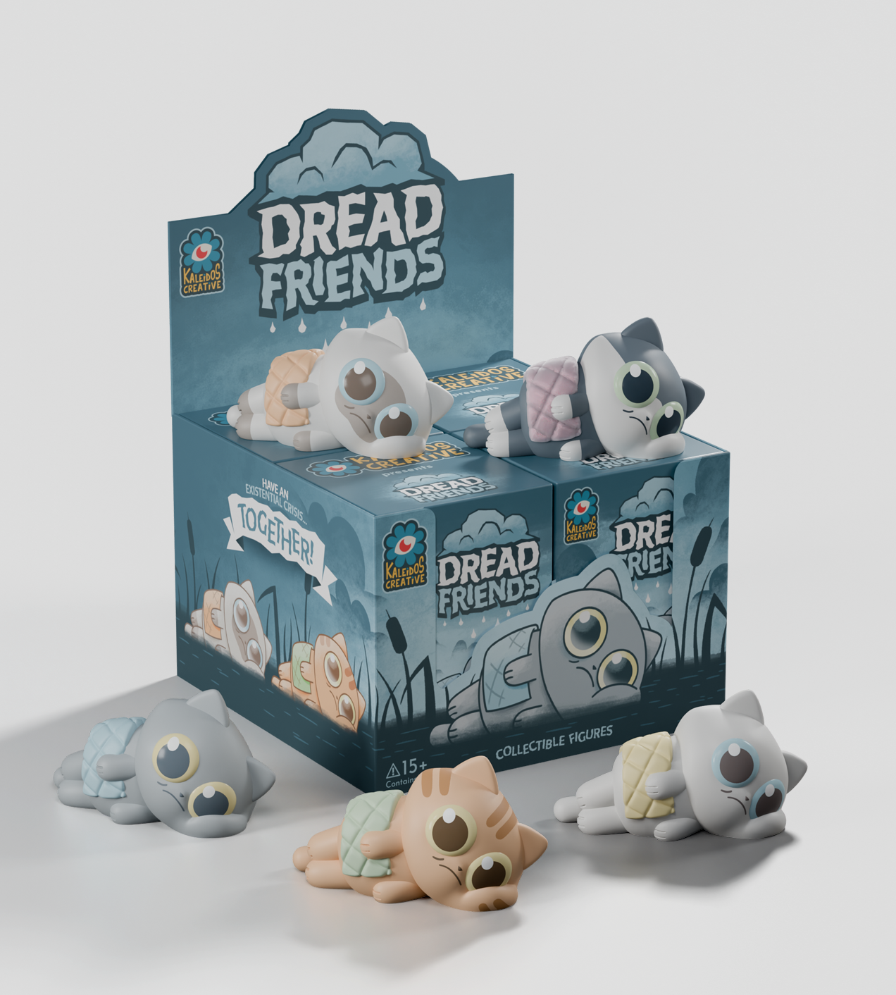 Sealed Kaleidos Creative Dread Friends Blind Box by Ralphie's Funhouse featuring colorful cartoon characters and collectible toys inside.