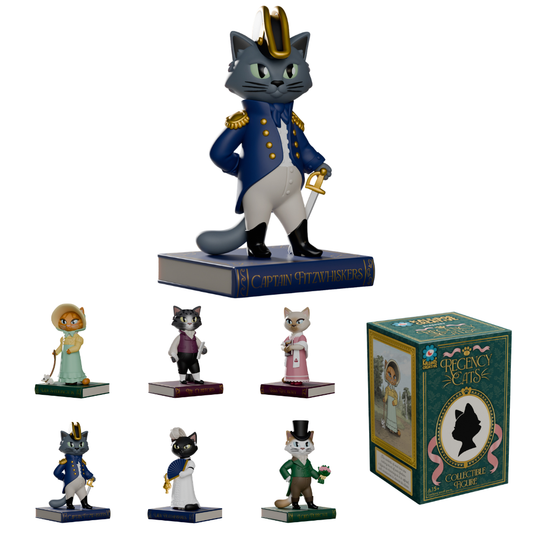 Colorful Kaleidos Creative Regency Cats blind box from Ralphie's Funhouse featuring vibrant, whimsical cat illustrations in a sealed box.