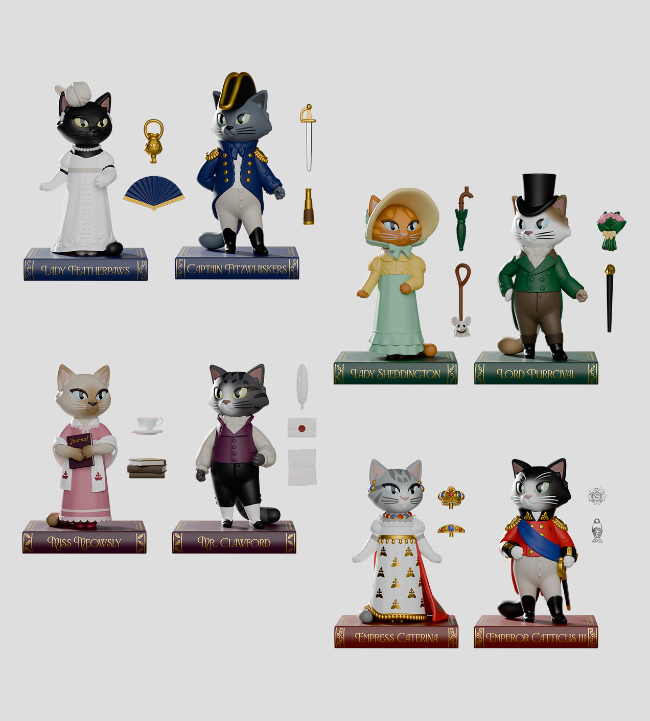 Sealed Kaleidos Creative Regency Cats blind box by Ralphie's Funhouse featuring colorful cat illustrations on the packaging.