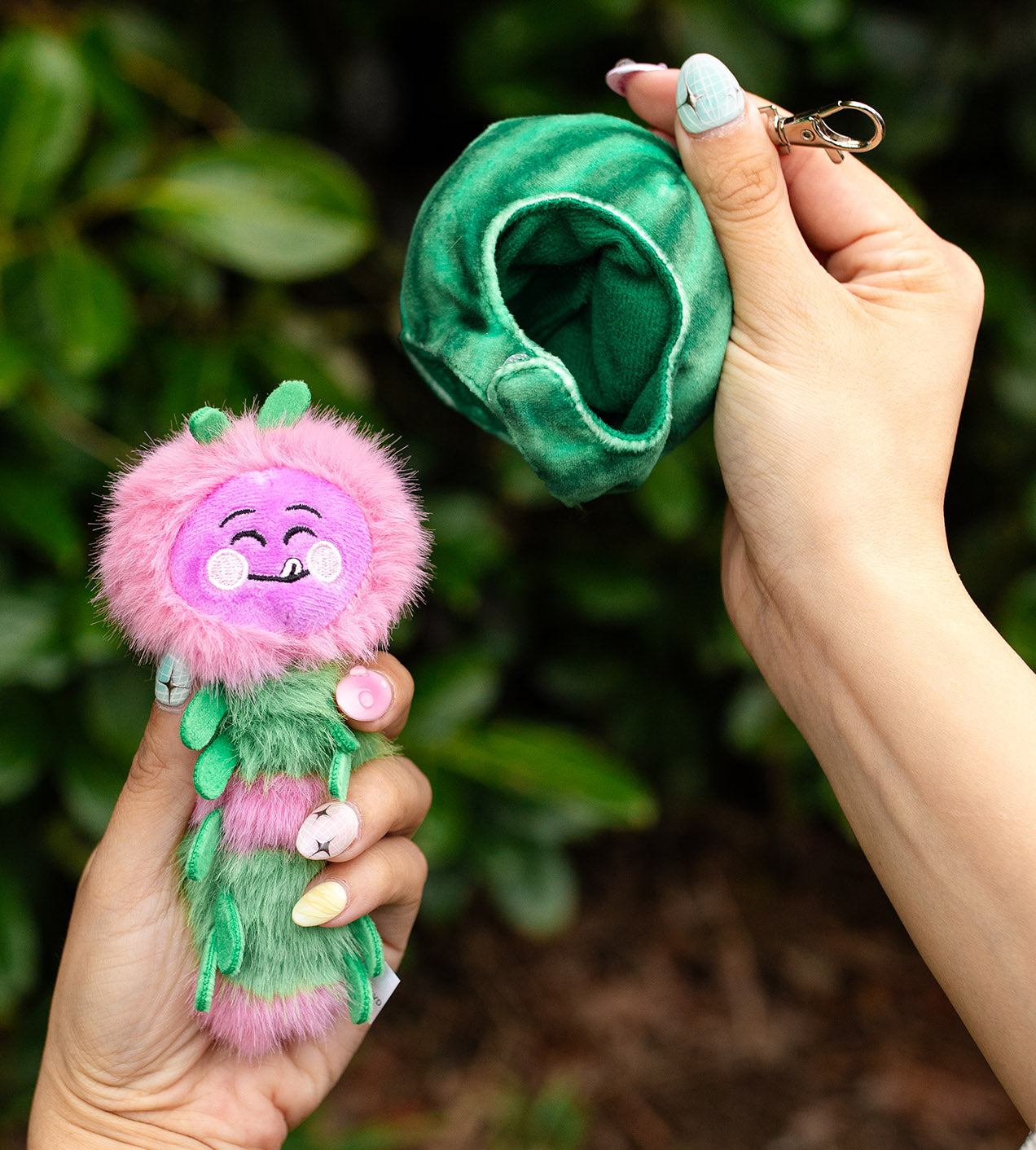 Sealed blind box featuring Kaleidos Creative Wooly Bear and Friends plush keychain by Ralphie's Funhouse, colorful and soft fabric.