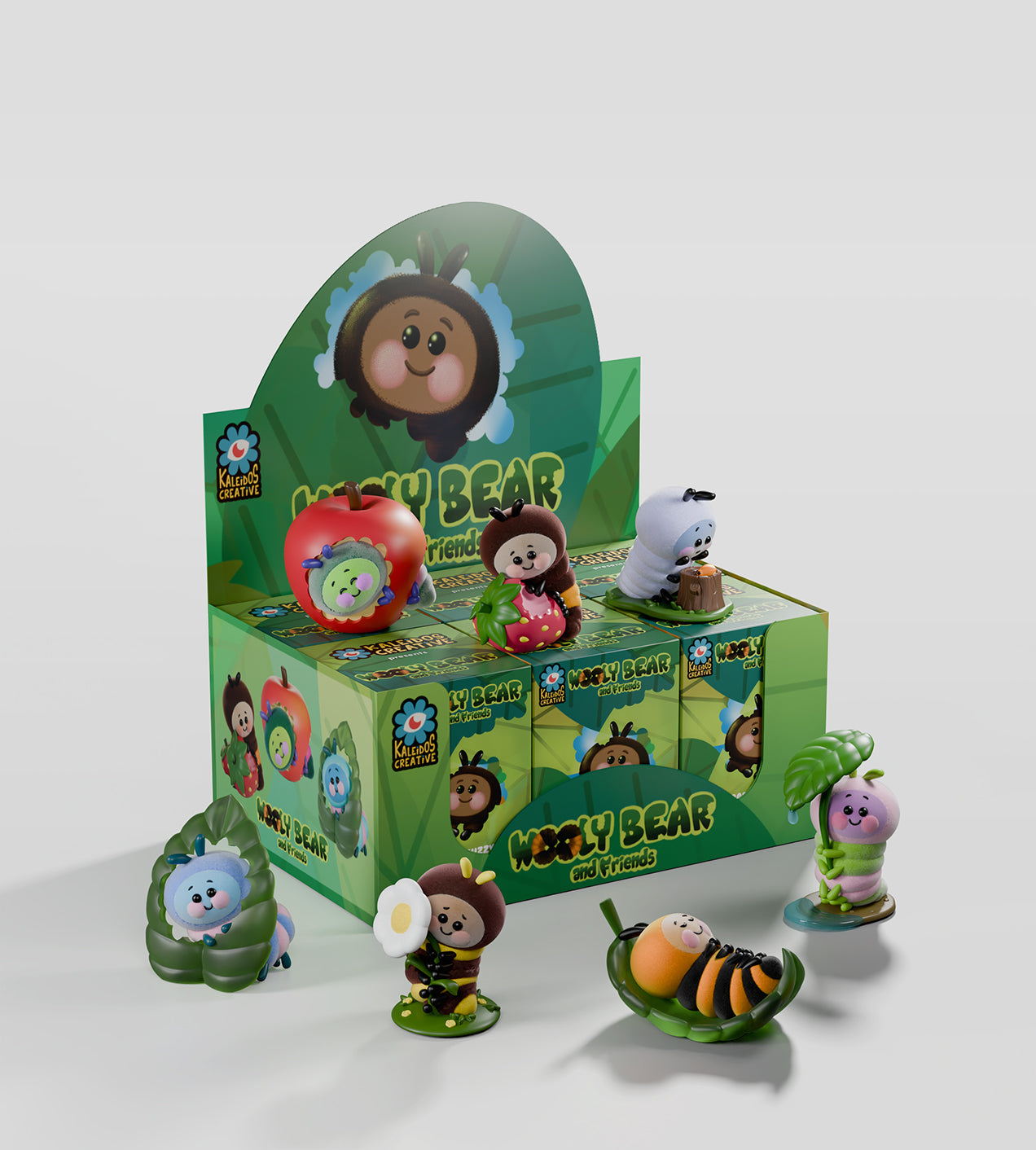 Sealed Ralphie's Funhouse Kaleidos Creative Wooly Bear and Friends vinyl blind box featuring colorful bear characters and playful design.