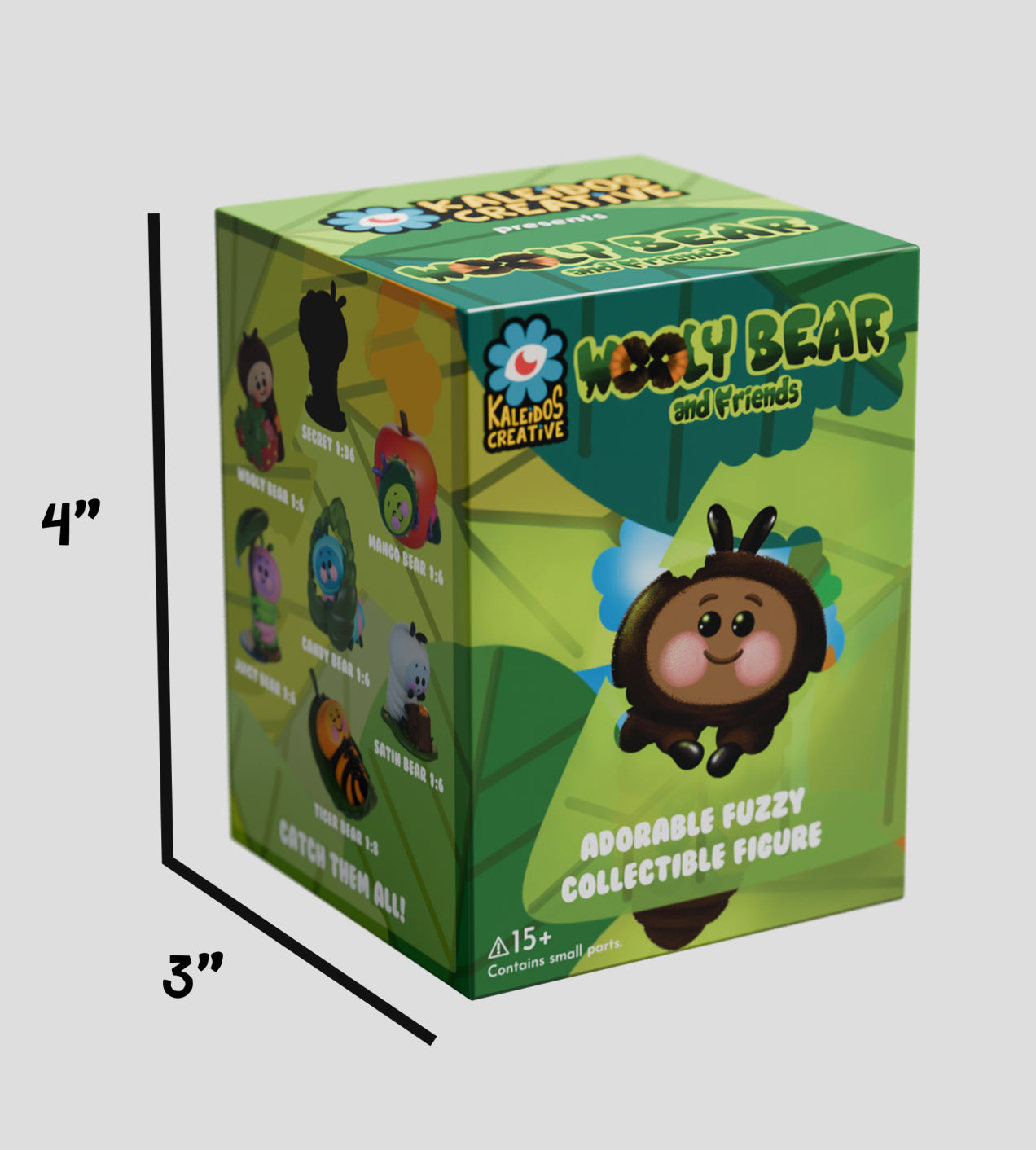 Sealed vinyl blind box featuring Kaleidos Creative Wooly Bear and Friends characters by Ralphie's Funhouse.